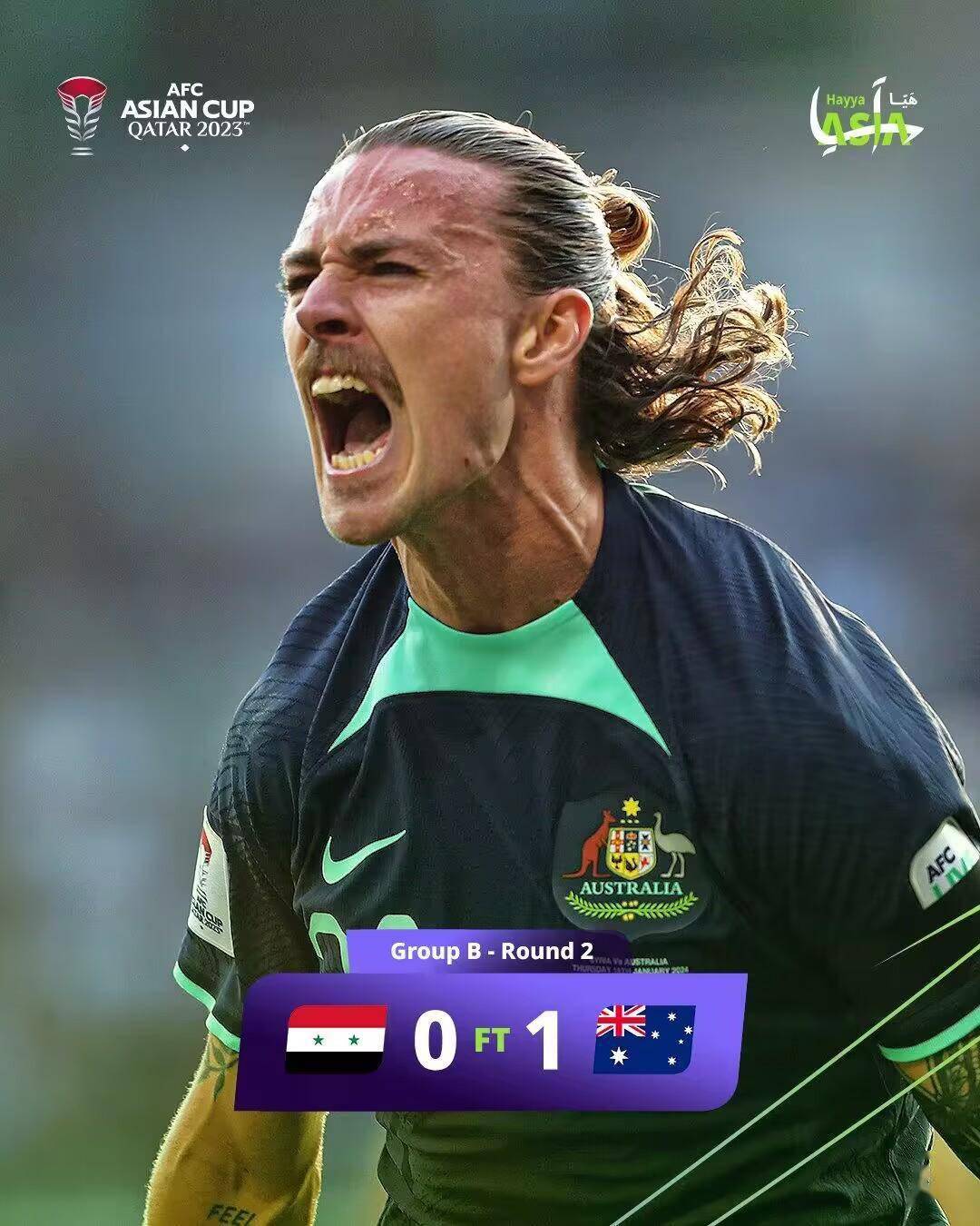 亚洲杯-澳大利亚1-0叙利亚两连胜提前出线 杰克逊-欧文制胜
