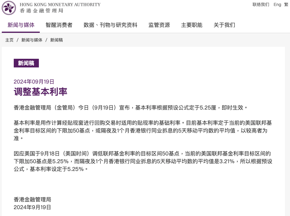 美联储宣布降息50个基点！香港金管局、中东多国央行降息中東，日股狂飙，比特币暴涨，美联储降息如何影响A股？